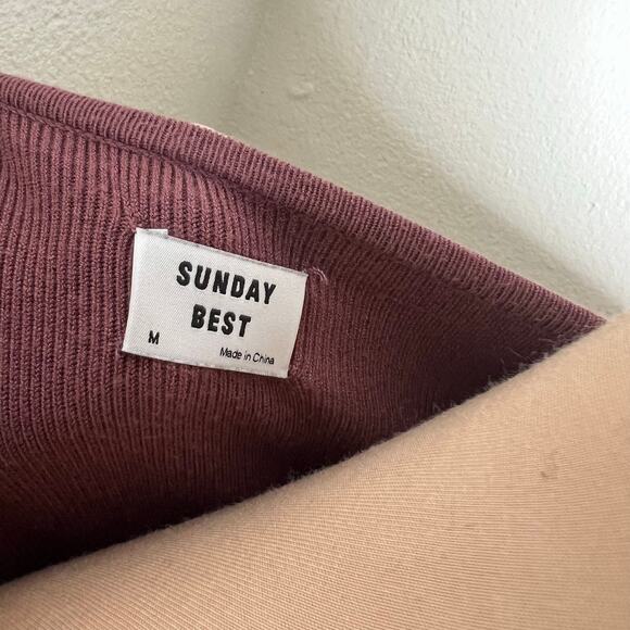 Aritzia Sunday Best Izzy Cardigan Medium Womens Mauve Cropped Button Up Ribbed - Picture 5 of 7